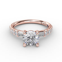 Fana Contemporary Diamond Solitaire Engagement Ring With Baguettes