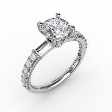 Fana Contemporary Diamond Solitaire Engagement Ring With Baguettes