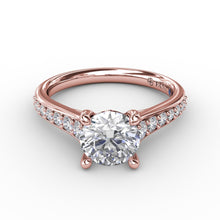 Fana Classic Round Diamond Solitaire Engagement Ring With Diamond Band