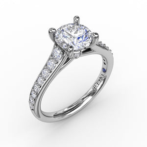 Fana Classic Round Diamond Solitaire Engagement Ring With Diamond Band