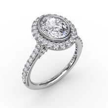 Fana Classic Oval Diamond Halo Engagement Ring With Diamond Band