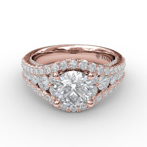Graduated Diamond Encrusted Engagement Ring