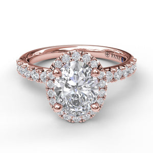 Fana Classic Diamond Halo Engagement Ring with a Gorgeous Side Profile