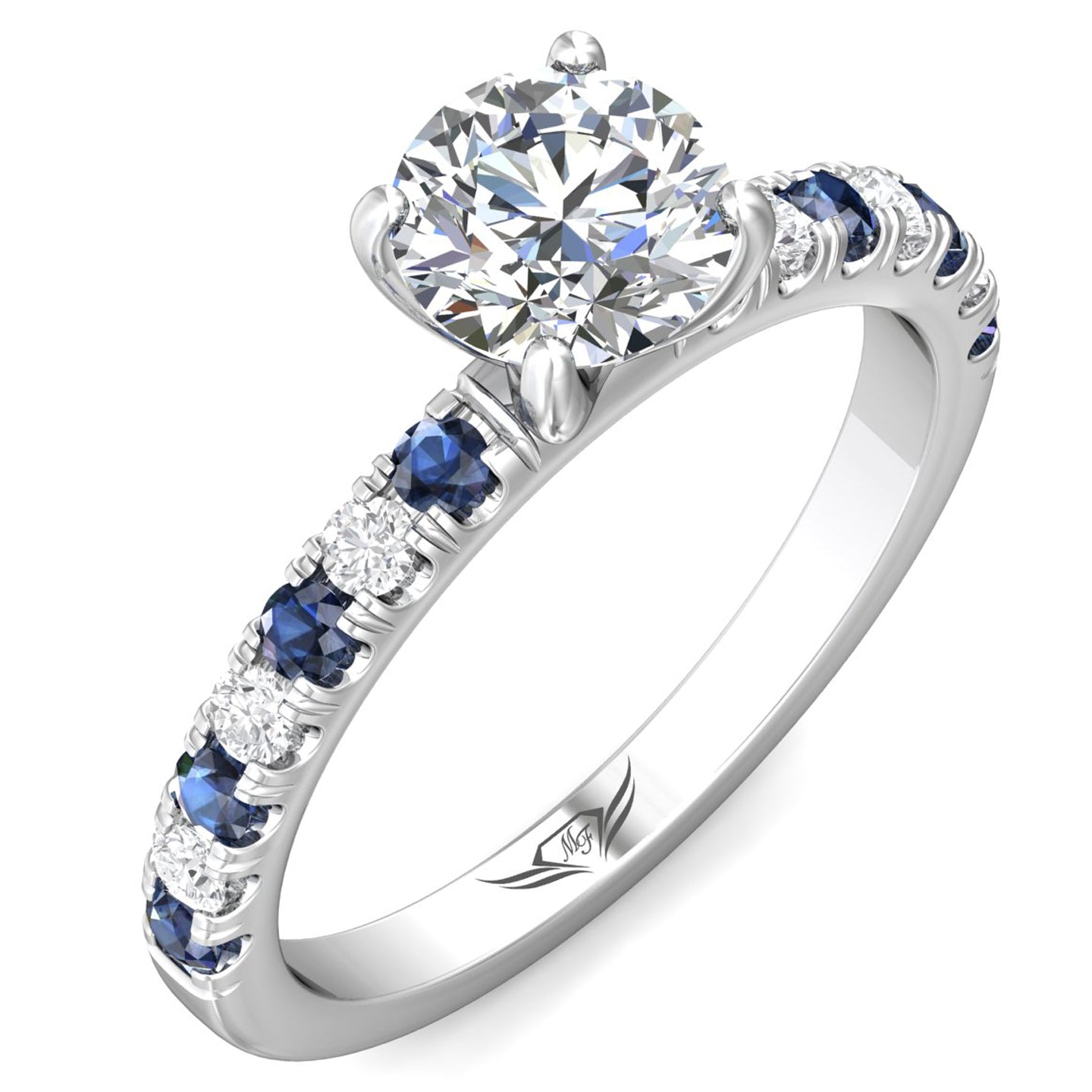 Martin Flyer Diamond & Sapphire Engagement Ring