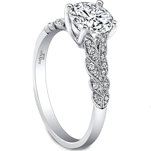 Black & White Diamond Ring in a Leaf Design