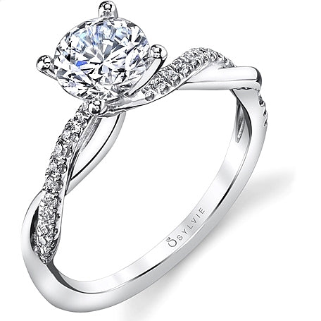 Donatella Modern Shank Pave Engagement Ring