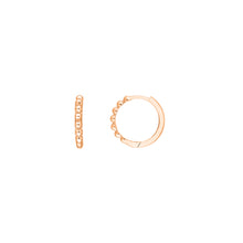 huggy hoops featuring beaded detail in yellow gold or rose gold