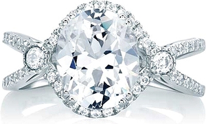 A.Jaffe Split Shank Halo Diamond Engagement Ring