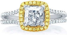 A.Jaffe Split Shank Yellow Diamond Engagement Ring