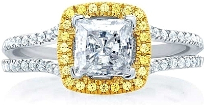 A.Jaffe Split Shank Yellow Diamond Engagement Ring