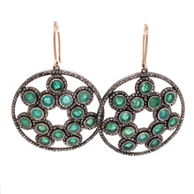 Sterling Silver Diamond & Emerald Drop Earrings