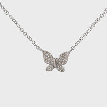 14k White Gold Small Diamond Butterfly Pendant