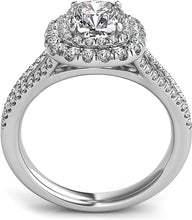 Double Row Cushion Halo Split Shank Engagement Ring