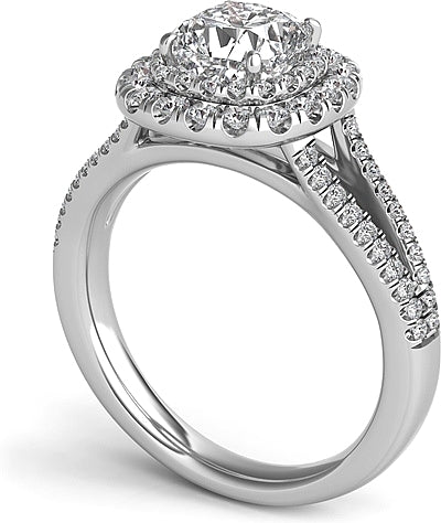 Double Row Cathedral Pave Engagement Ring