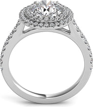 Double Row Round Halo Diamond Engagement Ring