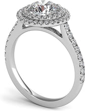 Double Row Round Halo Diamond Engagement Ring