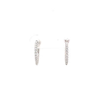 14k White Gold Diamond Oval Hoops