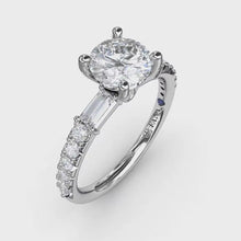 Fana Contemporary Diamond Solitaire Engagement Ring With Baguettes