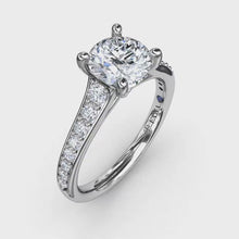 Fana Classic Round Diamond Solitaire Engagement Ring With Diamond Band