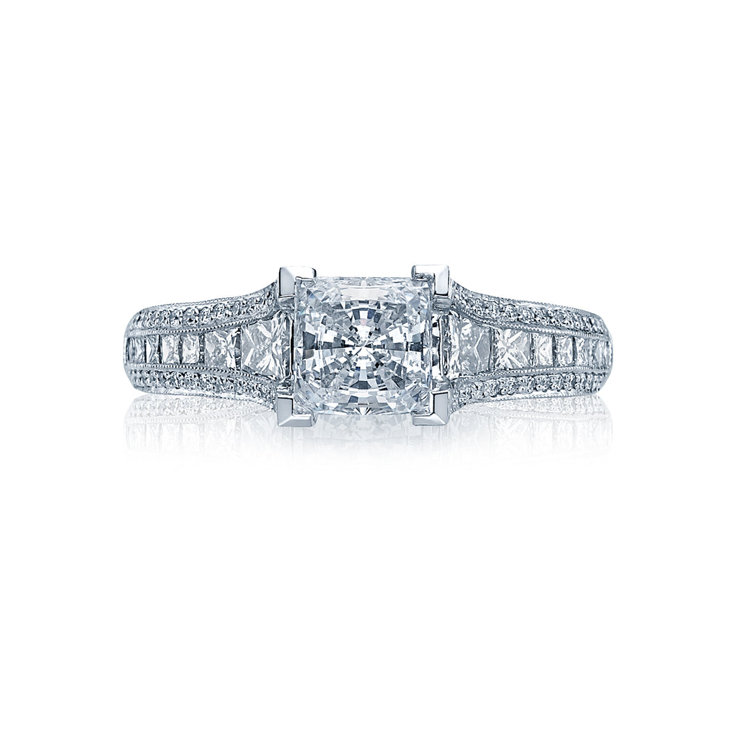 Tacori Channel-Set Princess Cut & Pave Diamond Engagement Ring