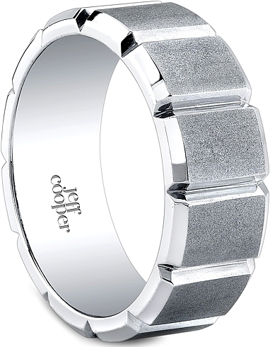 Jeff Cooper Satin Finish Segmented Diamond Wedding Band-7.5mm