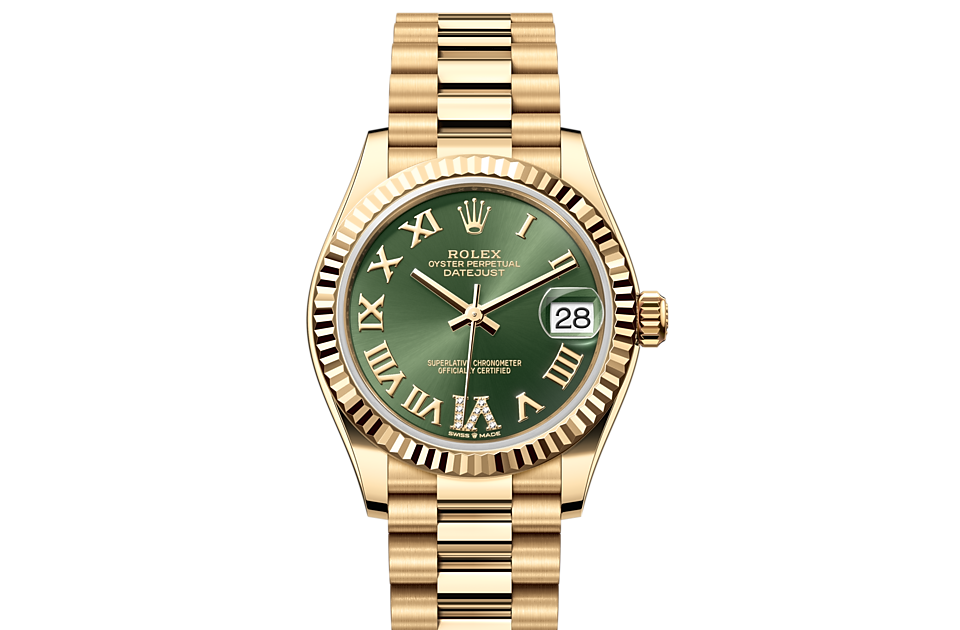 Rolex yellow gold green cheap dial