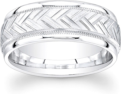 Men's Engraved Wedding Band-8mm