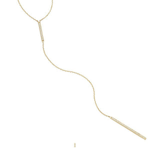 14K Gold and Diamond Lariat Necklace. Available in yellow, white an...