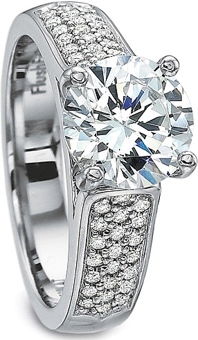 Pavé diamond solitaire wedding ring set