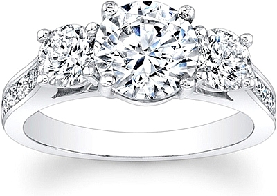 Round 3-Stone Channel Set Diamond Engagement Ring