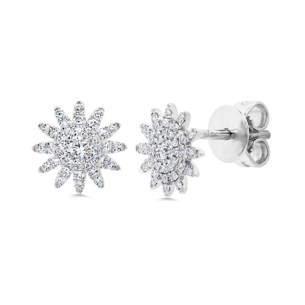 These diamond earrings feature round brilliant cut diamonds that to...