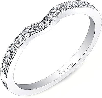 Sylvie Contoured Pave Diamond Wedding Band