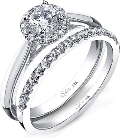 Sylvie Pave Halo Diamond Engagement Ring