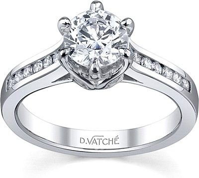 Vatche Channel Set Six Prong Diamond Engagement Ring