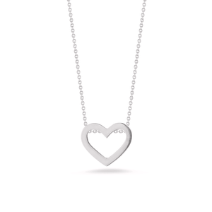 18k white gold necklace with heart pendant. Necklace measures 18